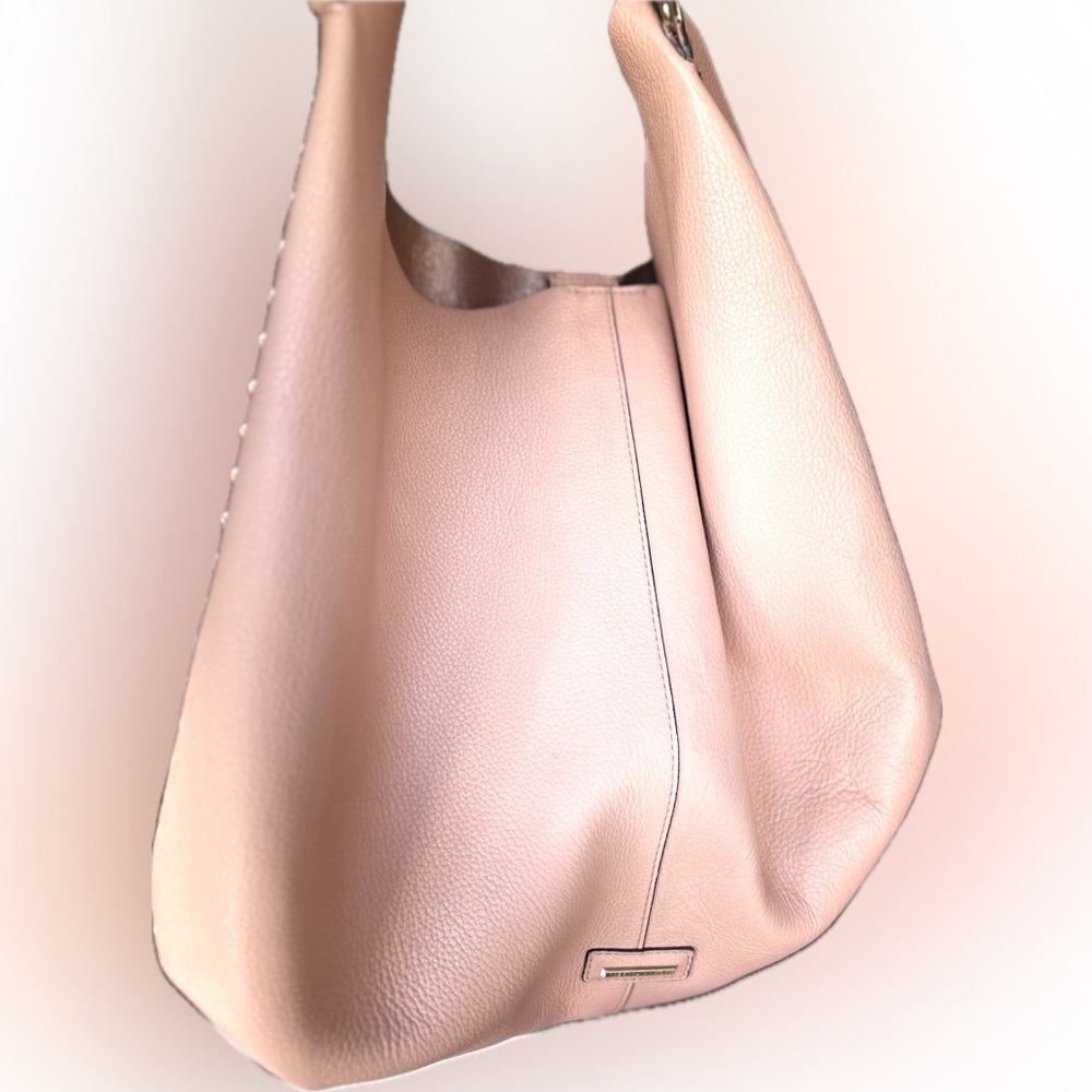 Rebecca Minkoff Studded Blush Pink Leather Hobo Bag w/ Rose Gold Metallic Lining